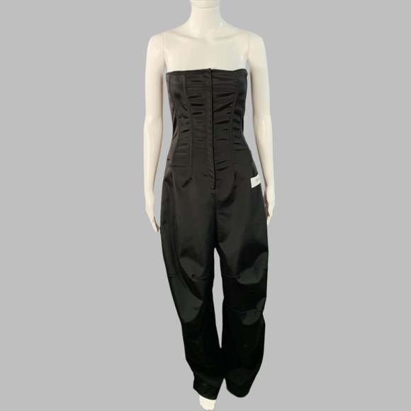 DOLCE & GABBANA KIM Black White Acetate Blend Strapless Cargo Jumpsuit - Picture 1 of 9